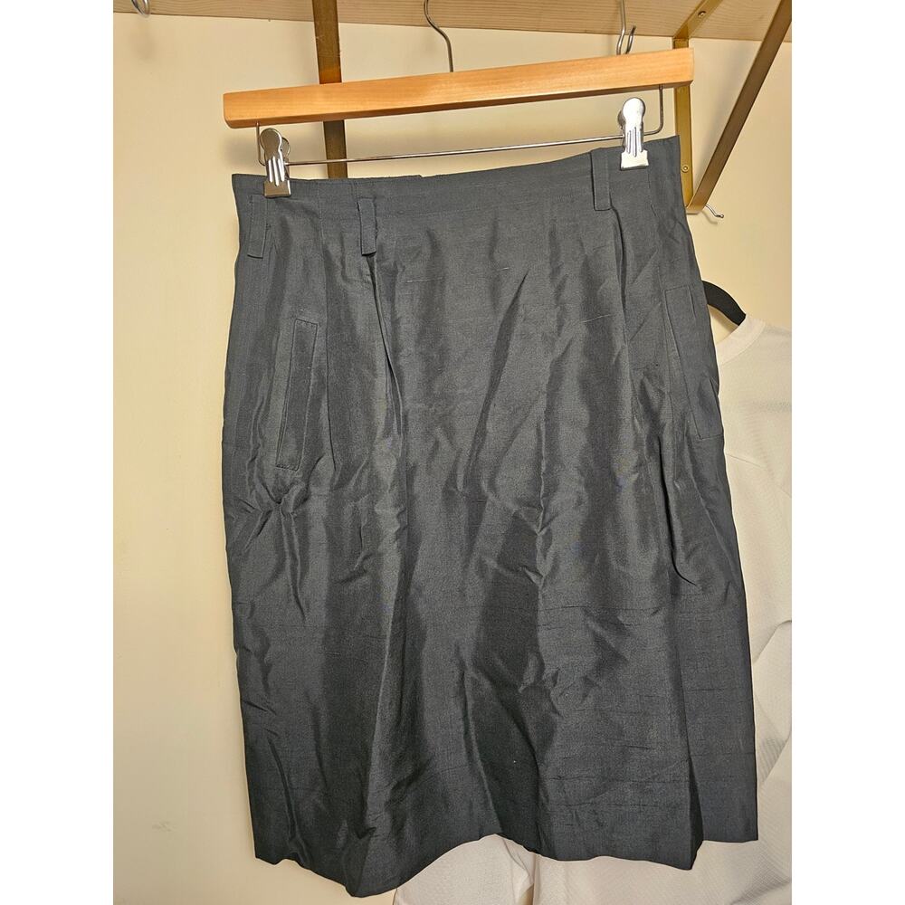 Linda Allard 100% Silk Forrest Green Women's Skirt - Picture 2 of 9